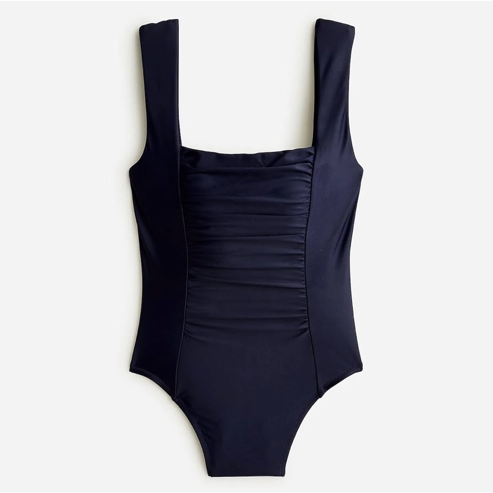 Jcrew Ruched Squareneck one piece swimsuit sz 4 black NWT